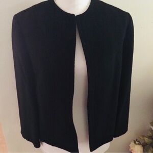 Lord & Taylor Black Vintage Open Wool Blazer Jacket Sz M